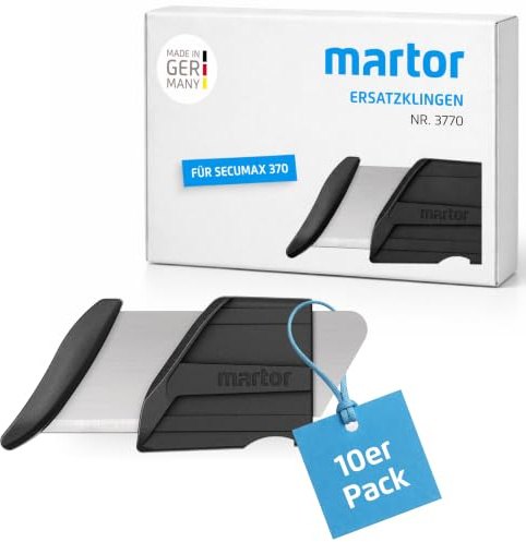 MARTOR 10x Ersatzklingen für SECUMAX 370 Profi Sicherheitsmesser | Karton bis 3-lagig, Cuttermesser, Logistik, Handwerk und Verpackung, Kartonmesser Paket Cutter, No. 3770.20