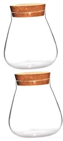 CIYODO 2 pezzi Vaso in Vetro con Tappo in Sughero Vaso Idroponico Ecologico per Terrario e Decorazione Casa Contenitore Trasparente per Piante Dolci e Oggetti Vari Design Liscio e Facile
