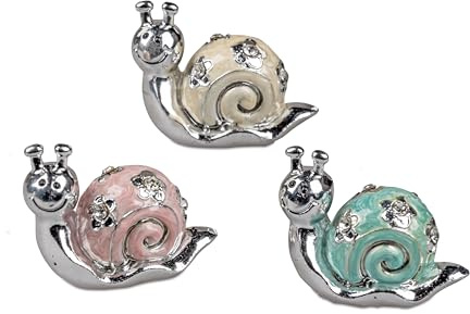 formano 3 Stück Schnecke 5 cm Perlmutt Optik Deko Objekt Pearl Silber, blau und rosa Kunststein