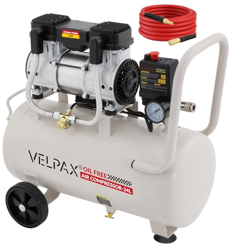 Ultra Quiet Air Compressor, Only 60dB, 6.4 Gallon Tank, Oil-Free, 110V/60Hz 2HP, 6.71CFM@115PSI, Air Compressor Perfect for Spray Painting, Auto Repair, Tire inflation, Woodwork nailing