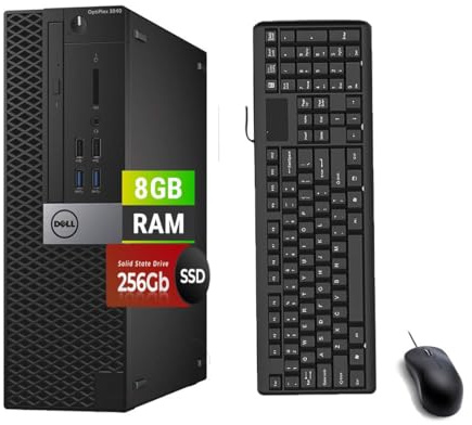 Dell OptiPlex 3040 SFF PC Ordinateur de Bureau, Intel Core i3-6100, 8 Go RAM, SSD 256 Go, HDMi, Clavier QWERTY, Souris, USB WiFi, Windows 11 Pro (reconditionné)