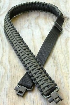 Tragegurt für Gewehr mit 550 Paracord mit Wirbel, verstellbar, Schwarz/Grün