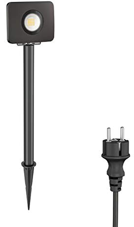 ledscom.de LED Gartenstrahler Wega mit Erdspieß und 40cm Sockel für außen, schwarz, 28,005W, 2361lm, warm-weiß