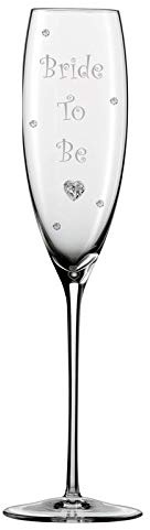 Chichi Gifts Bride to Be Champagne Glass Flute with Crystal Heart, Crystals and Stem Charm