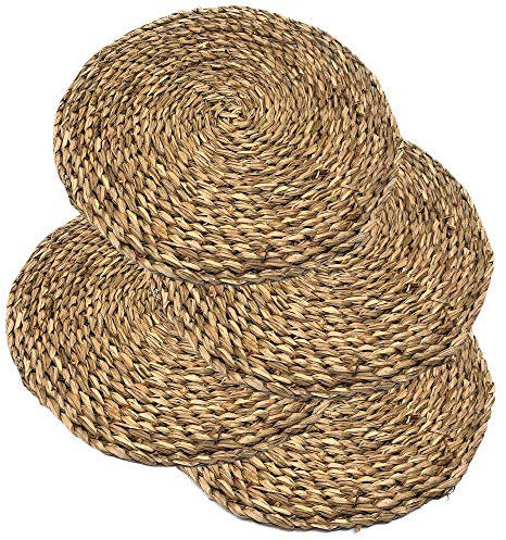 MGE - 4x Tovagliette Rotondi da Tavola - Sotto Piatti da Tavola in Vimini - Set di 4 Tovagliette Pranzo - Sottopiatti Rotondi Eleganti - Sottopiatto Rotondo - Tovagliette Rotonde