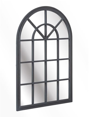 Antic by Casa Chic - Miroir Porte-fenêtre - 120x80 cm - Bois véritable - Gris Antique