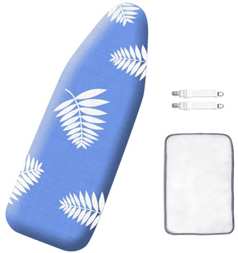 SheeChung 14x42 Inch Over-The-Door Ironing Board Replacement Pad/Cover,100% Cotton Iron Board Cover and Heavy-Duty Extra Thick Pad,Resists Scorching and Staining,Snug fit Ironing Board Cover