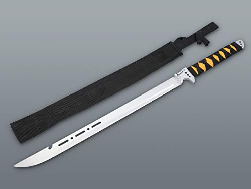 Große Machete echt Scharf Full Tang Klinge mit LED Lampe und Nylonholster. Gesamtlänge 70 cm 420er Edelstahlklinge riesiges Buschmesser als Outdoor Messer Survival für Camping und Jagd