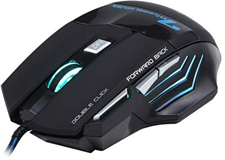 ZZjingli 7 Boutons avec molette de défilement 5000 LED DPI Souris Filaire Optique Gaming for Ordinateur Portable PC (Noir) (Jaune) (Color : Black)