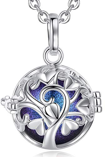 EUDORA Harmony Ball Collier Bola de Grossesse Arbre de Vie avec Mexique Maternité Pendentif Musique Carillon Boule pour Enceinte mère bébé Cadeau, chaîne de 76 cm + 114 cm