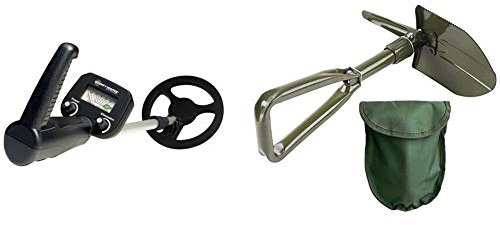 Bounty Hunter Junior Metalldetektor Suchgerät mit Metallfilterfunktion, Diskriminationsmodus, Audio-Zieltiefen-Rückmeldung und wetterfester Suchspule & Con:P Klappspaten mit Gürteltasche