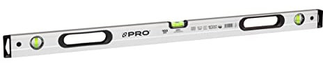 PRO800 Wasserwaage 100cm Eloxiert - Die Härte 9 auf der Mohs Skala - Ergonomischen Profil und ERS+ (Easy Reading System) Anti Shock Absorber Endkappen - Farbe Silber