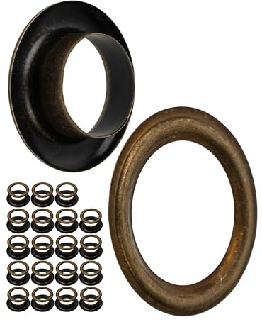 Öglor och skivor, Ø 11 mm invändigt, 20 par, i brons, mässing, sats utan tång, öljettskivor för presenning, kläder, hantverk, dekoration, DIY-öglor, genomföringar, runda ringar, snören, öljettskivor