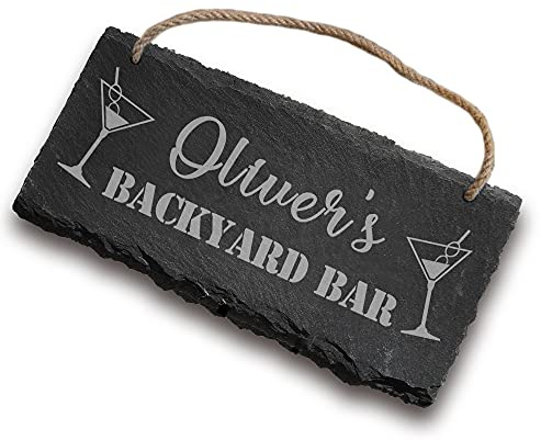 Garden Bar Sign Slate Sign Outside Bar Sign Bar Decorations Man Cave Accessories Shed Sign Personalised Home Bar Bar Gift Pub Sign House Plaque Garden Gift Idea (Design 1)