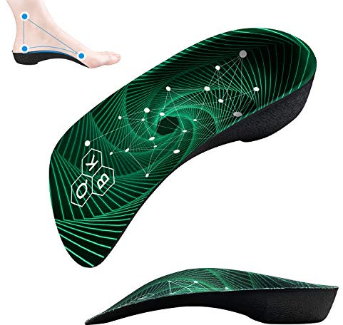 Plantar Fasciitis Insoles for Women and Men, QBK 3/4 High Arch Support Flat Foot Orthopedic Insoles, Arch Support Trainers for Supination, High Arch, Dispersal Heel Pressure and Pain Relief, L