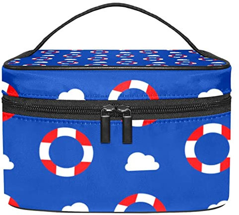 Blue Lifebuoy Makeup Bag Travel Cosmetic Bag Portable Toiletry Storage Bag Cosmetics Case