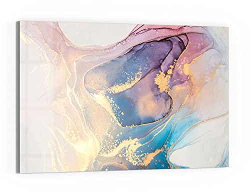 DEQORI Glas-Magnettafel | 60x40 cm groß | Motiv Marmorgrafik in Pastell | Memo-Board aus Glas | Magnetboard inkl. Magnete, Stift & Tuch für Küche & Büro | Tafel magnetisch & beschreibbar