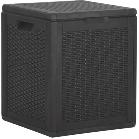 homiuse Garten-Aufbewahrungsbox 90 L Schwarz PP Rattan Auflagenbox Gartenbox Aufbewahrungstruhe Gartentruhe Kissenbox Garten Wasserdicht Kissenbox Outdoor Wasserdicht Witterungsbeständig 43x44x51 cm