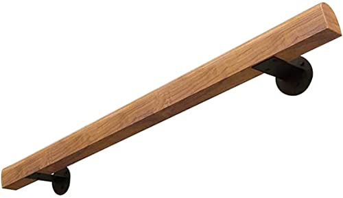 Corrimano in legno per scale interne da parete, kit di binari per ringhiera per scale da 0,5 a 3,7 m, ringhiera per scale anziane e bambini, in legno, con robusto ardiglione in metallo per interni