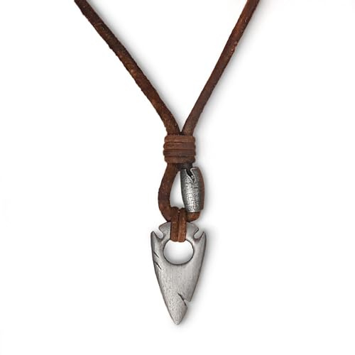 LOCAL LEAGUE Collar de cuero para hombre con punta de flecha, cruz, colmillo, tabla de surf, colgante de diente, estilo surfista, cordón marrón envejecido ajustable para hombres, novio, playa, surf