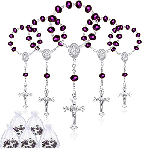 Yinkin 30 Rosarios Católicos para Bautizo, Recuerdos de Fiesta, Con 30 Bolsas de Organza para Bodas, Regalo de Primera Comunión, 4.5 Pulgadas