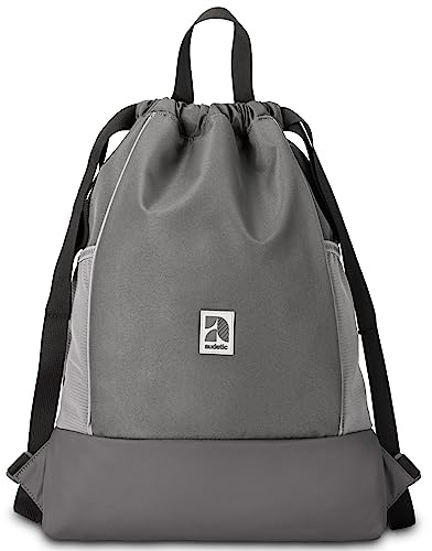 AUDETIC Turnbeutel Damen & Herren Grau - Fit - Sportbeutel für Alltag, Festival, Sport - Rucksack Beutel mit Kordelzug und verstellbaren Schulterträgern - Wasserabweisend