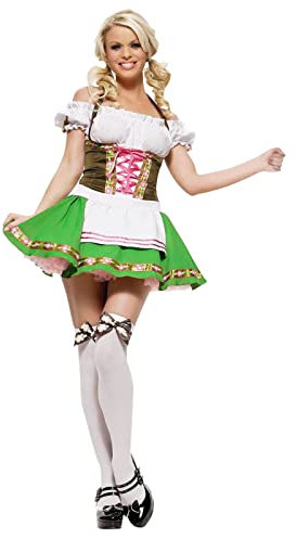 Octoberfest Costume pour femme - Costume traditionnel allemand pour fête de la bière - Gobelet médiéval en plastique (vert, taille unique)