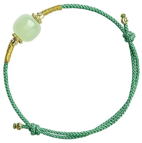 guidehetianyu Glücksarmband Jade Partner Kettenarmband für Damen Mädchen, Handgefertigt Verstellbare Gute Reise Talisman Wunsch Sicherheit Wohlstand Guard Ihre Liebe Geschenk Freundschaft Armband