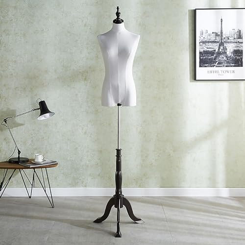 Rozhuhro Schaufensterpuppe Torso weiblich, Höhenverstellbar Mannequin, mit Höhenverstellbar Metall Standfuss Sockel, Mannequin Büste, Deko Mannequin,Triangle