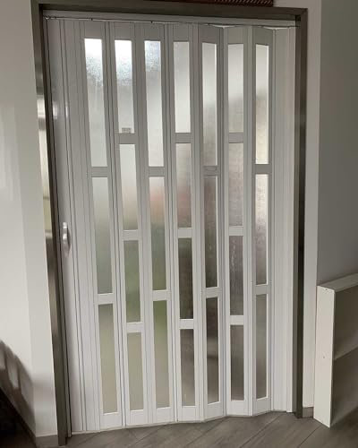 ZIMGOD Falttür Innentüren Weiße Falttür für Innenbereich Küche Bad, Faltbare Schiebetür 203cm Hoch, Raumteiler Falttürschirm mit Magnetischen Türpfosten(155x203cm (61 x 80))