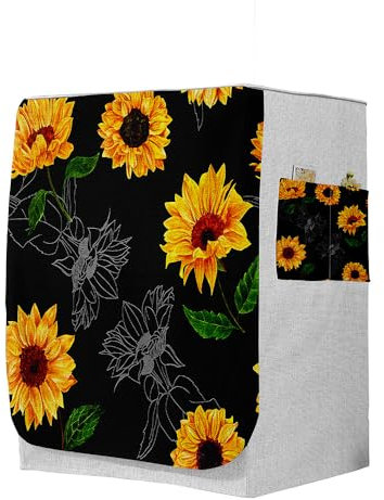 Highdi 3D Housse de Protection pour Machine à Laver, Chargement Frontal Housse à La Poussière avec Ouverture Frontale (Capacité S 6~7,5kg,Tournesol 10)