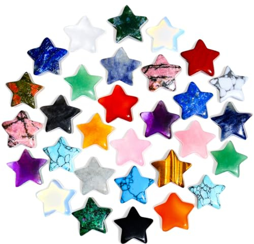 20 Stück Sternkristall, Chakra Steine Heilsteine Kristalle Set | AWARDSEN Edelsteine Steine GlüCkssteine Kristall Star Crystal Geschenke für Frauen, Reiki Ornamente und Meditation