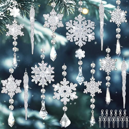 YMIFEEY 13 Stück Diamond Painting Weihnachten Anhänger Schneeflocken (13) | Diamant Malerei Beidseitig Eiszapfen Schlüsselanhänger, DIY Diamond Painting Christmas, Als Geschenk & Baumanhänger, Unisex