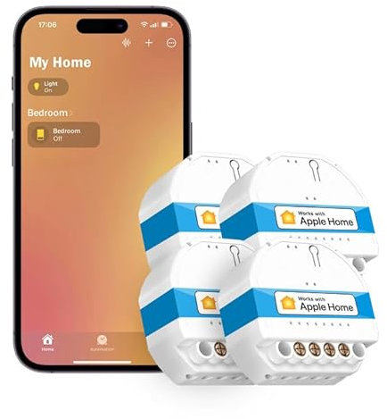 Meross 4 Stück Smart-Lichtschalter, intelligenter Lichtschalter, 1-Wege-Lichtschalter, Wandschalter, Sprachsteuerung, kompatibel mit Apple HomeKit, Alexa, Google Home und SmartThings