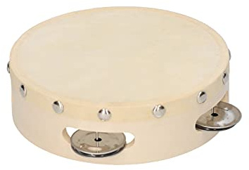 Solinder Holz Tamburin Metall Einreihig mit Jingles 6 Zoll Hand Tamburin Schafsleder Trommel Haut Holz Tefals Musical Timbrel für Erwachsene Kinder Tanz Gesang Party