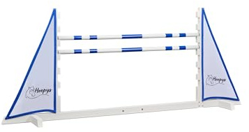 Hobby Horse Hindernis aus Holz - blau - mit zwei Sprung Stangen - Steckenpferd Spielzeug für den Garten - Gartenspielzeug Geschenke für Kinder