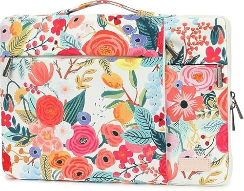 SANFAN Housse de protection pour ordinateur portable 360° avec 3 poches, poignée et sangle pour bagages, motif soleil, lune et étoiles sur fond bleu marine