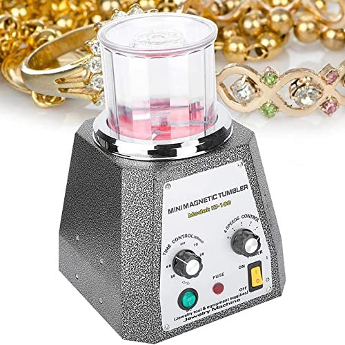 PASPRT Lucidatrice Magnetica per Gioielli, Macchina per lucidare Gioielli con Bicchiere Magnetico con Funzione di temporizzazione, Bicchiere Magnetico Professionale