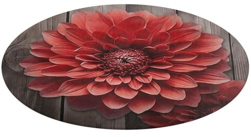Waschbarer runder Teppich, kleiner Kreis, 91 cm und 60 cm, Blume, rote Dahlie, bedruckt, Korallensamt, rutschfeste Bodenmatte für Fußmatte, Eingangsbereich, Schlafzimmer, Waschküche, Dekoration