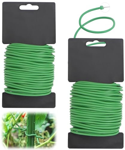 Legaccio per Piante 20M x 3.5MM, 2 Rotolo Filo Verde per Legare Piante, Legacci per Pomodori, Morbido Legame Per Piante, Ideale per Legare Rose Rampicanti e Sostegno delle Piante nel Giardino