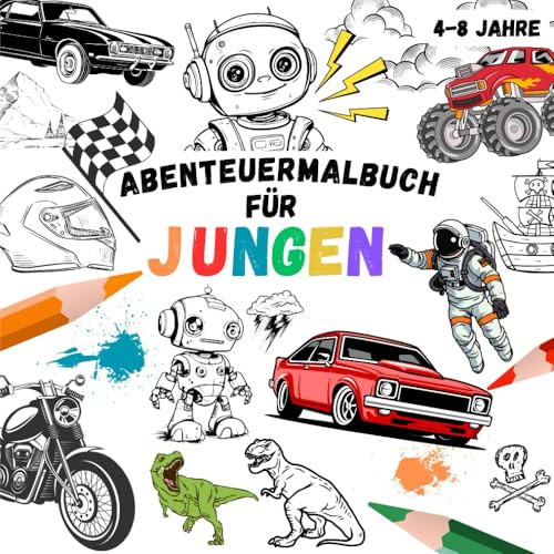 Abenteuermalbuch für Jungen: Malbuch & Malbücher für Kinder, Jungen - Ausmalbücher mit spannenden Abendteuern
