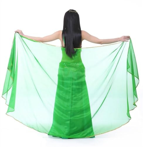 LVCHAO Bauchtanz-Schleier mit Schmetterlings- und Mottenflügeln, einfarbig, Chiffon-Kopftuch, Schal, 250 x 120 cm. Geeignet für Bühnenauftritt und Praxis(Dark Green)