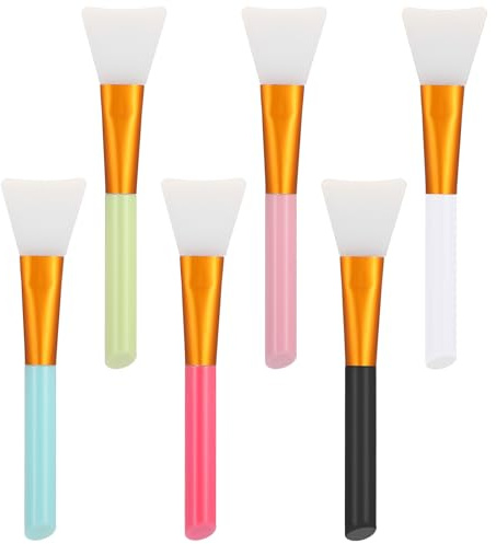 Lot de 6 pinceaux en silicone pour masque facial - Applicateur de visage - Éventail - Pour le maquillage et les soins de la peau - Outil pour masque de sommeil - Soin de la peau - Esthétique