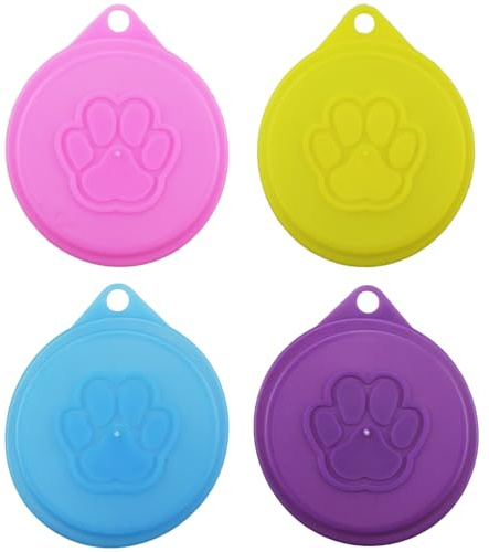 UEKPDM 4-Piece Reusable Pet Food Can Covers – Universal Standard Size Lids for Cat/Dog Food Tins