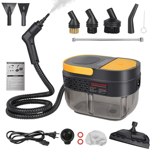 2500W - Limpiador a vapor con pantalla digital, limpiador a vapor de alta presión para el hogar, limpiador a vapor de mano con accesorios para sofá, azulejos, cocina y baño, limpiador de vapor con