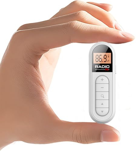 Radio FM Portátil, Radio Digital de Bolsillo a Transistor Recargable con Auriculares, Clip para Cinturón, Adecuado para Correr, Viajar, Pescar (Blanco)