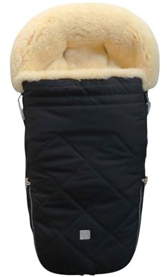 Kaiser Classic for Bugaboo Lammfell Kinderwagen Fußsack, 100 x 45 cm (black)