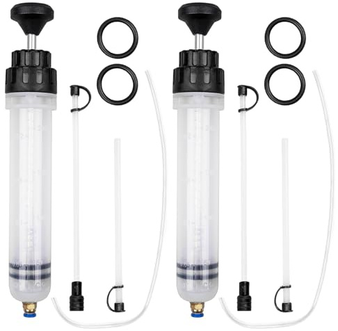 2 Pompe di Aspirazione Olio per Auto da 500 ml con 4 Tubi Corti per Cambio Olio e Olio del Cambio, Pompa di Aspirazione Olio Utensile Universale per Auto, Moto, Motori e Fluidi Idraulici (500cc, 2pcs)