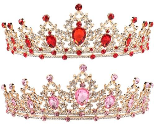 Ipetboom Lot de 2 diadèmes pour tout-petits : couronnes de princesse en cristal pour enfants, têtes à strass, coiffure d'anniversaire pour bébés filles.
