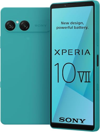 Sony Xperia 10 VII - 6,1 Pouces 19,5:9 OLED avec 120 Hz, Batterie 5 000 mAh, Objectif Ultra Grand Angle 16 mm, Audio 3,5 mm, Android 15, IP65/68, Double SIM Hybride, Turquoise